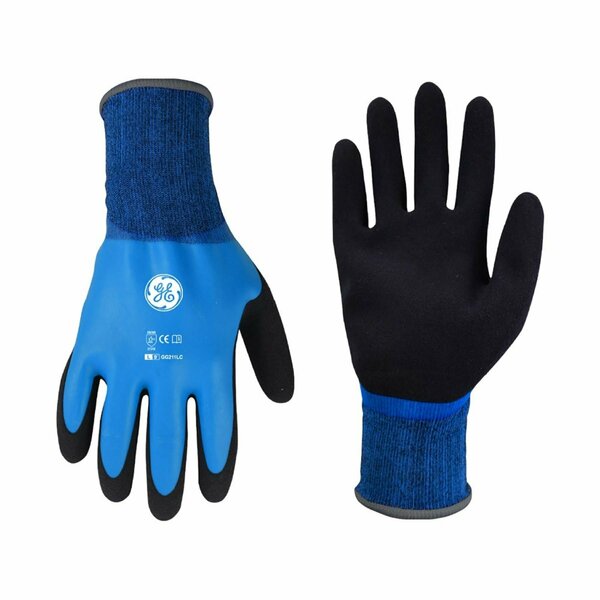 Ge Dipped Sandy Gloves, Black/Blue, 15GA, 1 Pair, L GG211LC